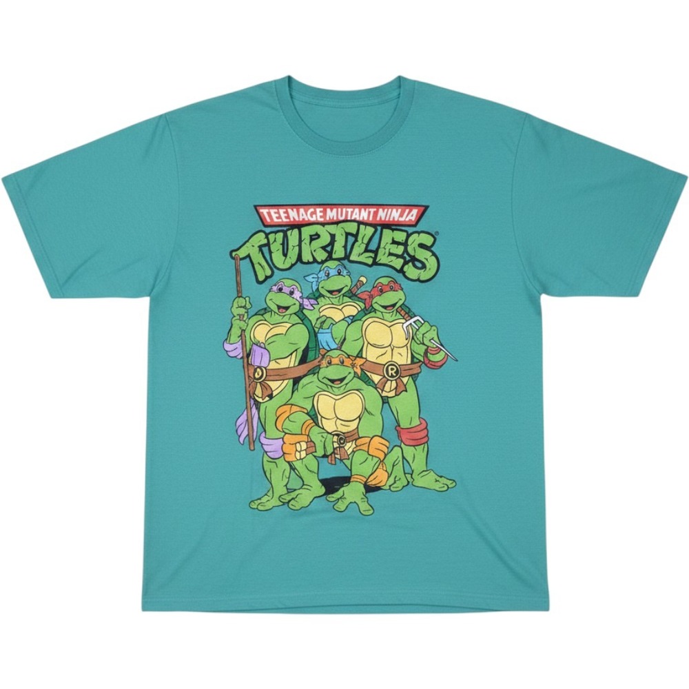 Teenage Mutant Ninja Turtles Boys Graphic Tee Teal Green TMNT Shirt Kids